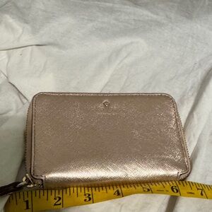 kate spade Metallic Rose Gold Zip Around Wallet